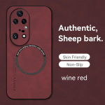 Vintage Fluff nahast magnetiline pehme &uuml;mbris Huawei Mate 50 40 30 Honor 8X 9X 10 20 Lite 30 50 60 70 90 Nova 11 10 9 P60 P50 P40 P30 Pro Magsafe kate jaoks Honor 90 Pro punane