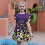 T&uuml;drukutele Sinililledega tr&uuml;kised kleidid Lastele T&uuml;drukute Peokleit Liibuv Liibuv L&uuml;hikeste Varrukatega Seelik &Uuml;le 4-aastastele T&uuml;drukutele 80 sinine