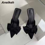 Anekeh Fashion terava varbaga kontsaga pumbad Slingbacks naistele UUS armsad Butterfly-s&otilde;lmega madalad &otilde;hukesed kontsad mulesid kingad pidu 37