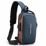 Meeste vargusvastane rinnakott &Otilde;lakotid USB-laadimine Crossbody pakett Kooli l&uuml;hireisi S&otilde;numside kotid Meeste Oxford Sling Pack sinine