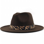 Naised mehed Villane jazz Fedora m&uuml;tsid vabaaja mehed naised Nahast leopardiv&ouml;&ouml; Viltm&uuml;ts valge roosa kollane Panama Trilby pidulik peom&uuml;ts 56-58CM