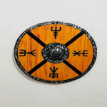 K&auml;sitsi valmistatud 60,96 cm Keskaegne Warrior Wood Viking Round Shield Helm Of Ave Battle Ready Wood