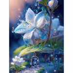 Teemantmaal t&auml;ispuur Kaunis &uuml;mmargune teemantmaal K&auml;sitsi valmistatud koi sinine lilleline loom isetehtud teemantmosaiikmaal Kodukaunistus Full Round 25X37.5CM