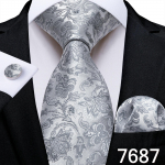 H&otilde;behall 8,5 cm kaelasideme komplekt meestele T&auml;istriibuline siidist lips Hanky ​​mansetin&ouml;&ouml;bid Pulma&auml;ri lips N-7687