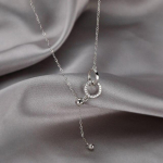 925 Sterling h&otilde;bedane topeltringiga tutiga reguleeritav ripats kaelakee naiste &otilde;huke ketiga peened ehted h&otilde;be