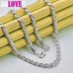 925 Sterling h&otilde;be 16/18/20/22/24 tolli 4mm keerdtross ketiga kaelakee ehted 50cm