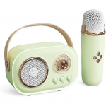 Laste karaokemasin minimikrofoniga: Muusika Laste m&auml;nguasjad, mis sobivad t&uuml;drukutele J&otilde;ulu-s&uuml;nnip&auml;evakingitus M&auml;nguasi Kaasaskantav Bluetooth-k&otilde;lar roheline