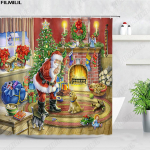 Retro &otilde;limaal J&otilde;ulud Du&scaron;ikardinad J&otilde;uluvana Garland J&otilde;ulupuu Vintage Kamin Uusaasta Sisustus Vannitoa kardinate komplekt 90x180cm-35x70in