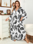 EDOLYNSA Musta tr&uuml;kiga Kaftani naiste pikk kleit kaftan oversized Bohemian V-kaelusega Hiina s&otilde;lme r&uuml;&uuml;st ujumistrikoo kattekomplekt Q1297 One Size mitmev&auml;rviline