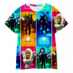 Laste multikas Skibidi WC-simulaator T-s&auml;rk poisile t&uuml;drukule riided Beebi T-s&auml;rk Laste s&auml;rk Topid Lastele L&uuml;hikeste varrukatega poiste T-s&auml;rk 100