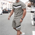 Kukkmuster, 2-osalised meeste r&otilde;ivad, mugav T-s&auml;rk ja vabaaja l&uuml;hikeste p&uuml;kste komplekt suveks, meeste riided S