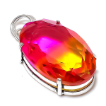 Natural Bi-Color Tourmaline Gemstone 925 Sterling Silver Pendant 2.01 o4j45