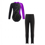 Laste T&uuml;drukute V&otilde;imlemistantsu Leotard koos S&auml;&auml;rleggingsite Komplektiga Ballett Tantsu Iluuisutamise V&otilde;istlus Aktiivne Bodysuit 7-8 Years