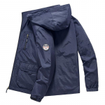 Kevad-s&uuml;gis tuulejope Meeste kapuutsiga &uuml;ler&otilde;ivad Mantlid Meeste avara lukuga vabaaja &otilde;huke kapuutsiga jakk Trendikad m&auml;gironimisriided M tumesinine v&auml;rv