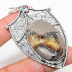 Natural Septerian Stone, White Topaz 925 Sterling Silver Pendant 2.80 j5z03