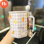 Ins Style Girl Heart kaanega keraamiline kruus Lusikas Armas &otilde;lgedest Veetass Kohvitass Hommikus&ouml;&ouml;gipiim Kaerahelbetass