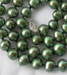 17inch Stunning 7-8mm round green freshwater cultured pearl necklace