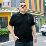 Uus Plus Size meeste suvine l&uuml;hikeste varrukatega rev&auml;&auml;riga T-s&auml;rk eriti suur avar &auml;riline polos&auml;rk suvine 2XL must
