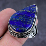Natural Lapis Lazuli Gemstone Handmade 925 Sterling Silver Jewelry Ring S.6 u6h74