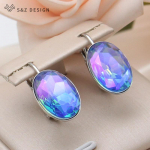 Moodsad ovaalsed munakujulised turmaliinist tilgak&otilde;rvar&otilde;ngad naistele pulmadeks roosikulla v&auml;rvi k&otilde;rvatropiga ehted