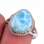 Natural Republic Larimar Gemstone 925 Tahke Sterling H&otilde;be Kingitus S&otilde;rmus S.8 H9q70