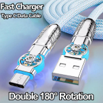 2024. aasta kiire laadimise p&ouml;&ouml;rlemine 180-kraadine sulam USB A&ndash;C-t&uuml;&uuml;pi USB Punutud andmekaabel Samsung S20 S22 S24 A54 Huawei Xiaomi jaoks 2M