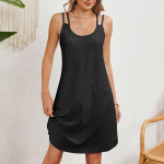 Naiste moodne &uuml;hev&auml;rviline &uuml;mara kaelusega camisole avara varrukateta kleit XXXL must