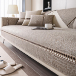 Puuvillane ja linane diivanipadi Four Seasons Universaalne diivanikate libisemiskindel elutuba Sirge diivanikatte r&auml;tik kriimustusvastane 110*210cm