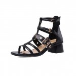 Rooma naiste sandaalid Ssqure kontsaga nahast k&otilde;rge kontsaga gladiaatorijalatsid Naiste seksikad lahtise varbaga soliidsed paksu kontsaga suvepeokingad 41 must