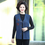 Lilletikandid &uuml;hev&auml;rvilised suure taskuga naiste teksavest varrukateta kevadised ja s&uuml;gisesed lahtised vabaaja mantlid vestid XXXXXL