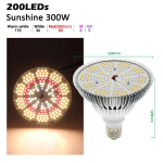 250W LED Kasvulamp F&uuml;tolamp H&uuml;dropoonika K&ouml;&ouml;giviljade Kasvuhoone Taimede Lillede Kasvuks Valgustus E27 T&auml;isspektri LED Kasvulamp