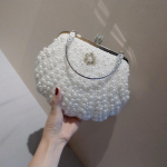 Naiste pulmakott ja k&auml;ekott Elegantne &otilde;htupeokott Sidurid White Shell Pochette Mariage Sac Femme Beaded Clutch Bag Sac 22X18cm valge