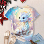 Cartoon Dragon Print naiste T-s&auml;rk Suvine O kaelusega l&uuml;hikeste varrukatega T-s&auml;rgid Naistele Suured Harajuku Riided Vabaajar&otilde;ivaste topid M