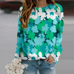 S&uuml;giss&uuml;gis naiste moe kaelusega pikkade varrukatega T-s&auml;rk lahtised riided Rohelised lilled tr&uuml;kiga T-s&auml;rk t&uuml;drukutele Street XS roheline