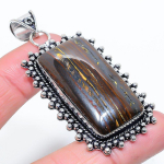 Tiger Eye Gemstone Handmade 925 Sterling Silver Jewelry Pendant 2.68 h7u81