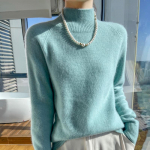 Naiste ka&scaron;miirist sviiter paksendatud Qinghe ka&scaron;miir 30% ka&scaron;miir 70% vill naiste s&uuml;gistalvine ka&scaron;miirpulover pehme ja soe XXL roheline