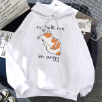 No Talk Me Cute Angry Cat Print naiste kapuutsiga hip-hop pehme kampsun vabaaja fliisist dressipluus Oversize fliisist naiste t&auml;navar&otilde;ivad S