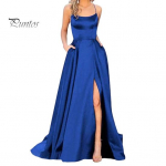 &Otilde;htukleit spagetirihm K&otilde;rge l&otilde;hikuga &otilde;lgadeta Seljata varrukateta k&uuml;ljetaskud A-line maapikkus Satiin Puhasv&auml;rviline balli&otilde;htu banketipidu Maxi 2XL roosa kuldne v&auml;rv