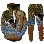 Meeste Loomade Bass Carp P&uuml;&uuml;k 3D Prindi Mood Fisher Tracksuit Unisex Hoodie Jooksup&uuml;ksid 2tk Komplekt V&auml;liriided Suurus S-6XL L