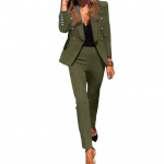 2 tk/komplekt Naise pidulik mantlip&uuml;kste komplekt, alla keeratav krae, n&ouml;&ouml;p, kaunistus, pikkade varrukatega jakk Slim Fit puhtav&auml;rvilised p&uuml;ksid vabaaja igap&auml;evaseks kandmiseks t&ouml;&ouml;lk&auml;imise komplekt 3XL sinine