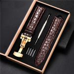 Luksuslik krokodillimustriga kellarihm, nahast rihmad 18 mm 20 mm 22 mm 24 mm roostevabast terasest automaatse lukuga k&auml;ekellarihmaga 18mm