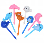 8 tk Loom Pingviin Delfiin Puuvilukahvel Mini Joonisfilm Lapsed Suupiste Kook Magustoit Hambaork Bento L&otilde;unas&ouml;&ouml;gikarp Tarvikud Peodekoratsioon