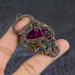Natural Bi-Color Tourmaline Gemstone Copper Wire Wrap Jewelry Pendant 2.76 c0q49