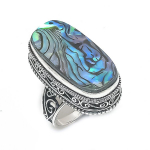 Natural Abalone Shell Gemstone 925 Sterling Silver Jewelry Ring Size 9 m1p79