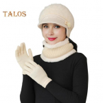 3 tk/komplekt Keskealised naised Talvine nokam&uuml;ts Sall Kindad Paks Kootud K&otilde;rvakaitse Kork Kindad Elastne Tuulekindel ema Talvine &Otilde;ues Jalgrattas&otilde;idu Kuppel khaki