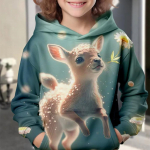 kawaii Hoodie Animal Deer 3D Prindi T&auml;navar&otilde;ivad Poiste T&uuml;drukute Dressip Suur Unisex Pusad Laste Kapuutsiga Pulloverid Topid R&otilde;ivad 100