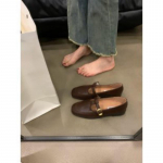 Prantsuse Retro madala kontsaga nahast Uued s&uuml;gise Mary Jane Kingad Lamedad Loaferid 35 pruun