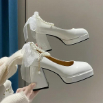 moe Naiste K&otilde;rged Kontsad Elegantsete Lipsudega Naiste Kingad Peo Ruudukujulise Varbaga P&auml;rl Sandaalid Paksude Kontsadega Kingad Naistele Retro Zapatos2025 35