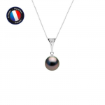 Collier - PERLINEA - Perle de Culture de Tahiti A+ - Diamant 0,030 Cts - Or Blanc - 42 cm