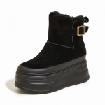 9 cm seemisnahast lehm ehtsast nahast platvormkiil 2024. aasta talvised pehmed naiste saapad, peidetud kontsad, kevadised soojad pahkluu saapad, s&uuml;giskingad 39 must